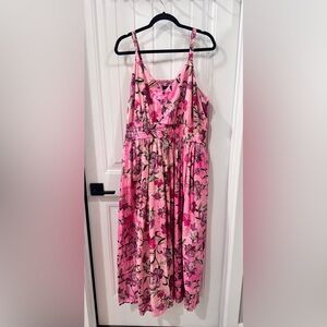 Lane Bryant Pink Floral V-Neck Top